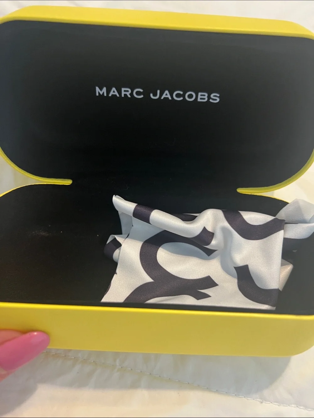 Marc Jacobs Yellow and Black Eyewear/Accessory Case with Branded Cloth